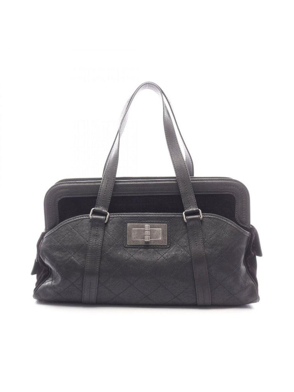 Chanel Boston Bag 2.55 Quilted Black Leather